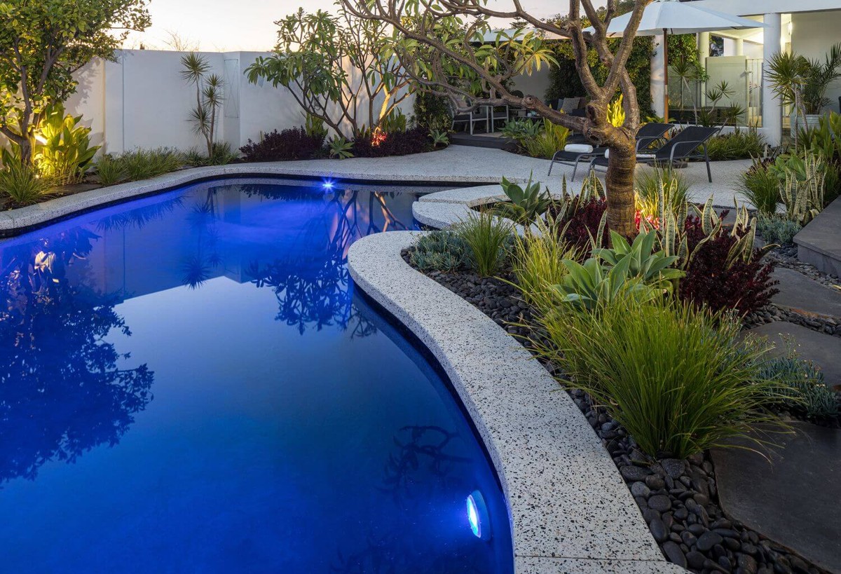 Residential Pool with Tropical Planting Landscaping Perth